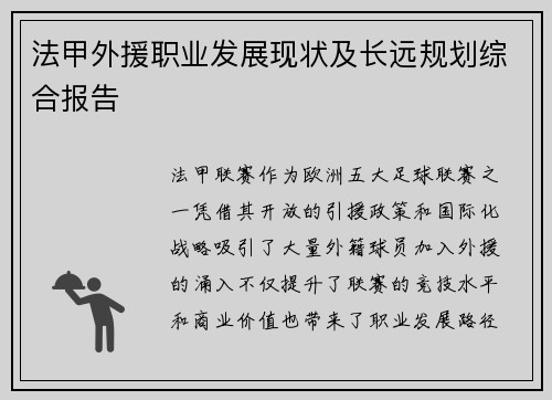 法甲外援职业发展现状及长远规划综合报告